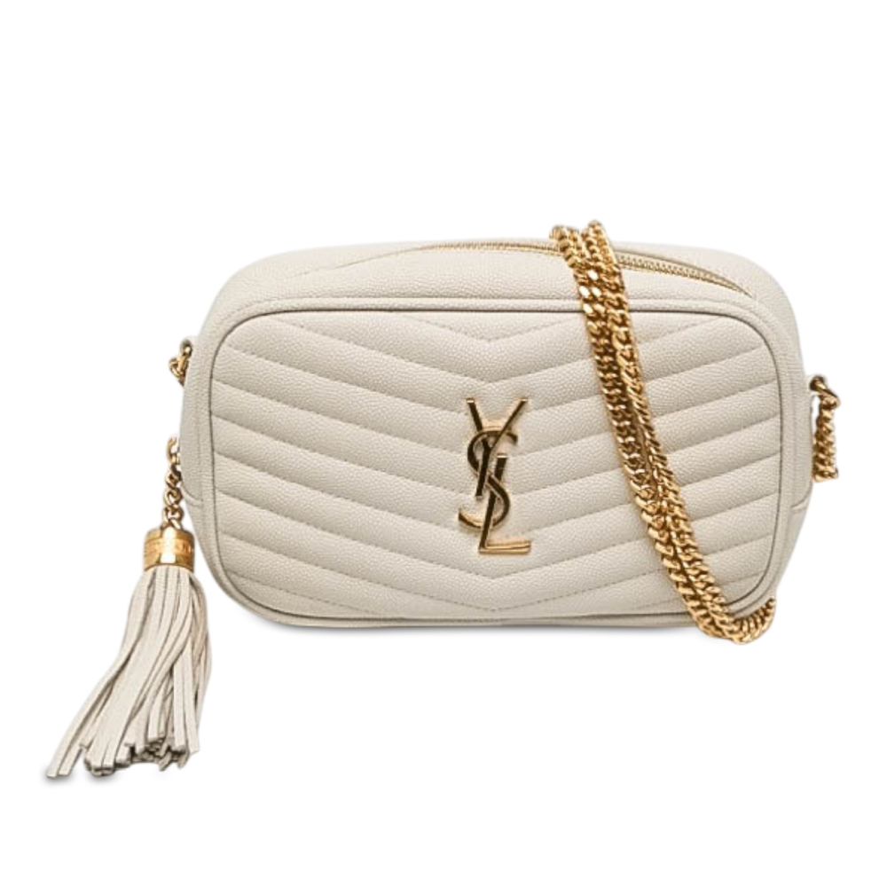 Pre-Loved Saint Laurent Mini Grain de Poudre Monogram Lou Tassel Camera Bag